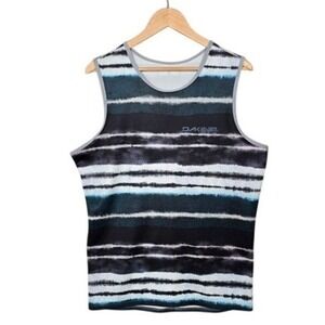 Dakine Men's Performance Tank Top Blue Black Striped Sleeveless Shirt Small